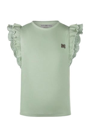 mouwloze top lichtgroen broderie