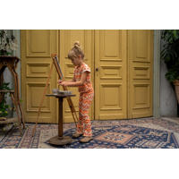 thumbnail: Oranje, beige en ecru meisjes Koko Noko flared broek van stretchkatoen met elastische tailleband