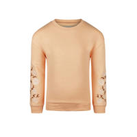 thumbnail: Oranje meisjes Koko Noko sweater met effen, lange mouwen, ronde hals en borduursels