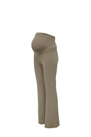 low waist zwangerschaps flared broek lichtbruin