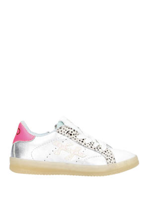   leren sneakers zilver