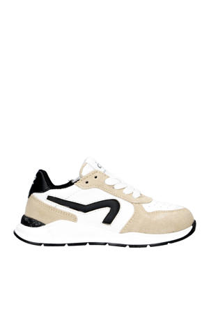   leren sneakers wit/beige/zwart