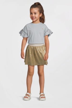 midi jurk met glitter lichtblauw
