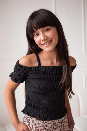 off shoulder top antraciet