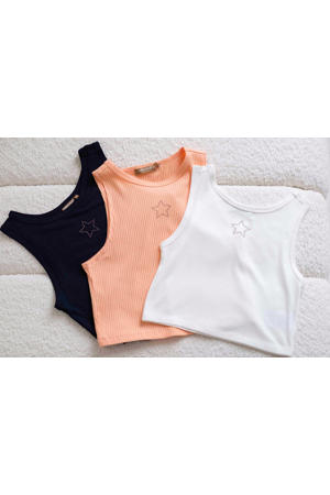 mouwloze top donkerblauw