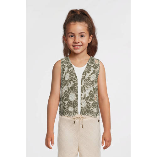 Like Flo gilet groen Meisjes Kant Openvallende hals Bloemen - maat 128/140 afbeelding