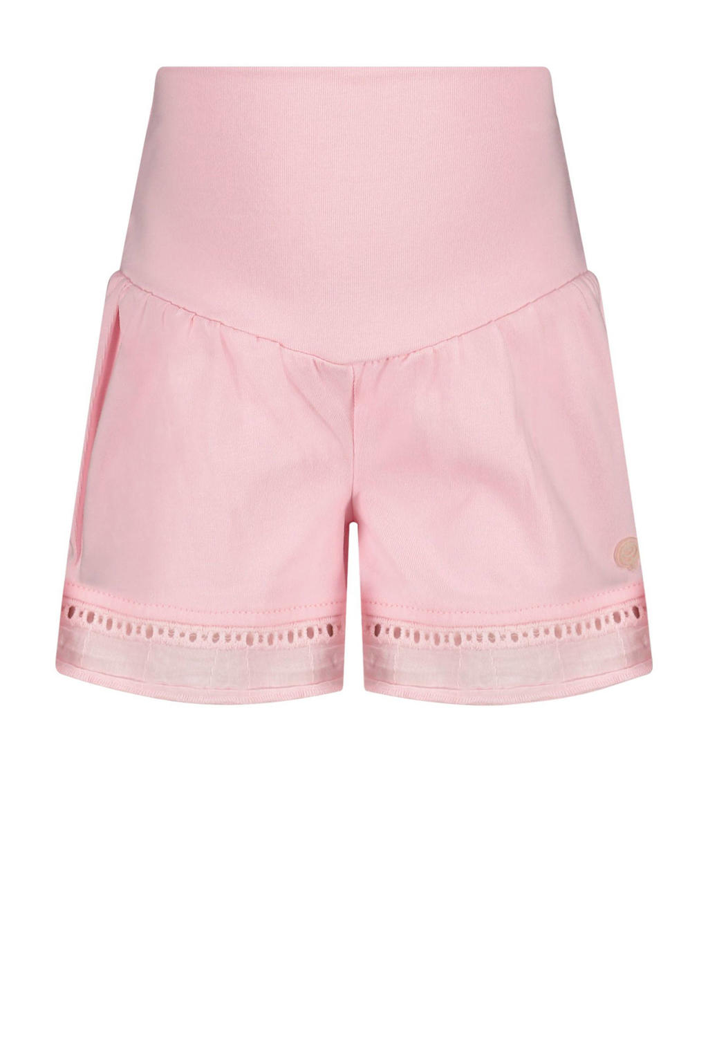Lichtroze meisjes Quapi Mini regular casual short van stretchkatoen met elastische tailleband en effen