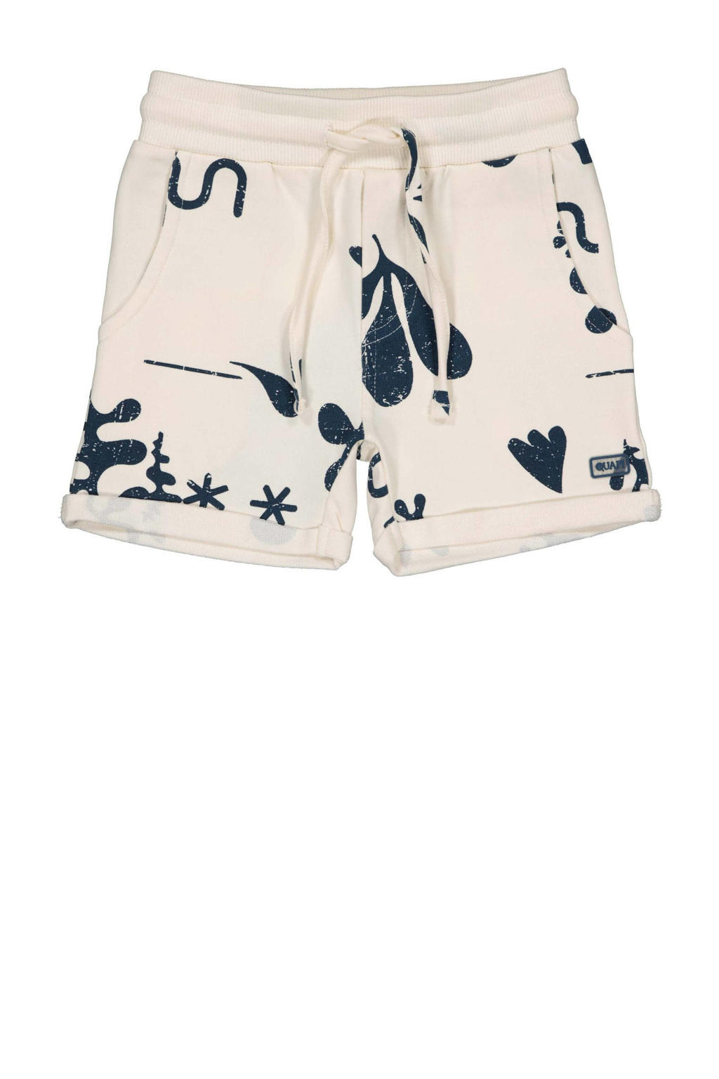 Ecru en antraciete jongens Quapi Mini regular sweatshort van stretchkatoen met elastische tailleband met koord