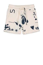 thumbnail: Ecru en antraciete jongens Quapi Mini regular sweatshort van stretchkatoen met elastische tailleband met koord