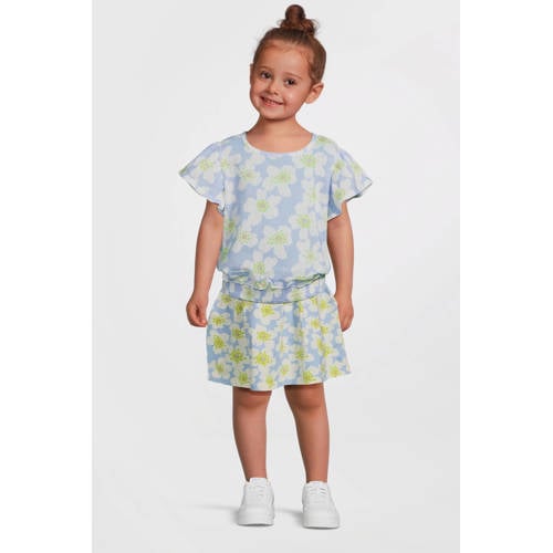 Quapi Mini korte rok blauw Meisjes Stretchkatoen Bloemen