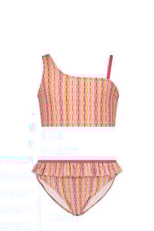 bikini met all over print roze/oranje