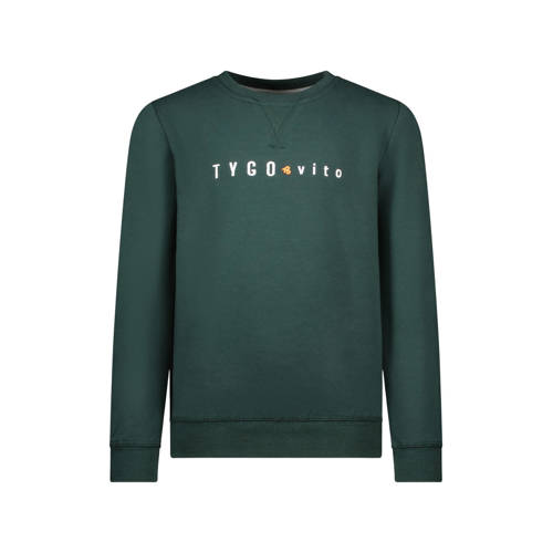TYGO & vito sweater donkergroen Tekst - maat 92 | Sweater van TYGO & vito afbeelding