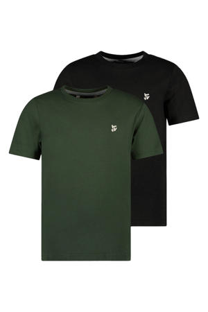 T-shirt - zwart/donkergroen (set van 2)