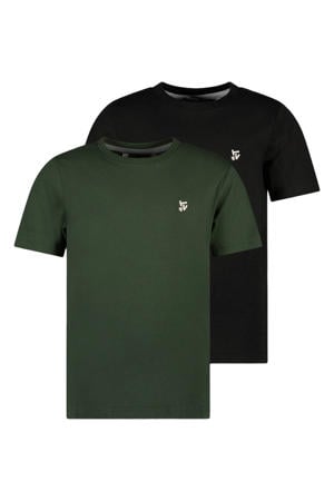T-shirt - zwart/donkergroen (set van 2)