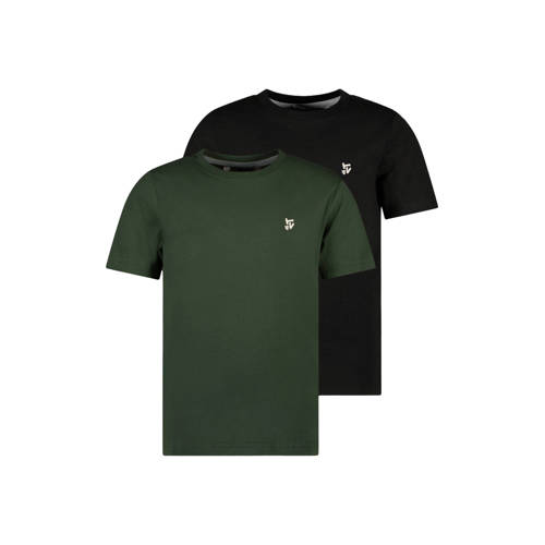 TYGO & vito T-shirt - set van 2 zwart/donkergroen Jongens Jersey Ronde hals - maat 92 afbeelding