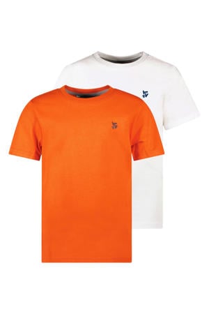 T-shirt - oranje/wit (set van 2)