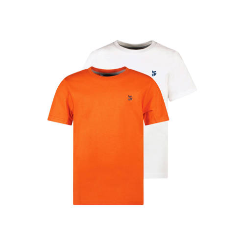 TYGO & vito T-shirt - set van 2 oranje/wit Jongens Jersey Ronde hals Effen - maat 134/140 afbeelding