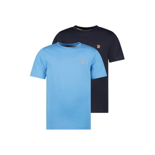 TYGO & vito T-shirt - set van 2 donkerblauw/lichtblauw Jongens Jersey Ronde hals - maat 110/116 afbeelding