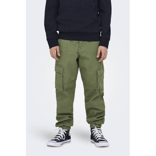 ONLY & SONS JUNIOR cargo broek groen Jongens Stretchkatoen Effen - maat 140 afbeelding
