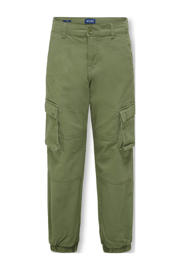 thumbnail: Groene jongens ONLY & SONS JUNIOR cargo broek van stretchkatoen met tapered fit, rits- en knoopsluiting en effen