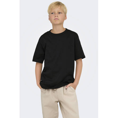 ONLY & SONS JUNIOR T-shirt zwart Jongens Katoen Ronde hals Effen - maat 146/152 afbeelding