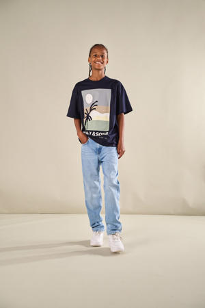 straight leg light blue denim