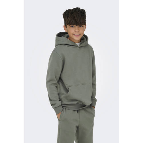 ONLY & SONS JUNIOR hoodie grijsgroen Sweater Effen - maat 170/176 afbeelding