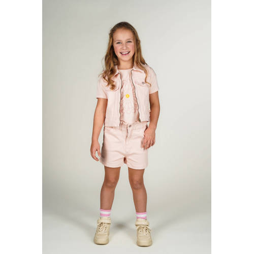 Moodstreet T-shirt lichtroze Meisjes Stretchkatoen Ronde hals Printopdruk - maat 146/152 afbeelding