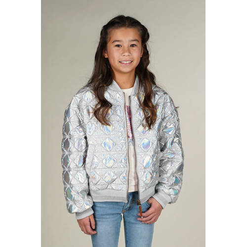 Moodstreet bomberjack zilver Jas Meisjes Polyester Klassieke kraag Effen