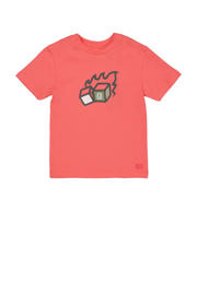 thumbnail: Rode jongens Quapi T-shirt van katoen met effen, korte mouwen en ronde hals