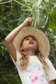 thumbnail: Witte meisjes Quapi T-shirt van katoen met printopdruk, korte mouwen en ronde hals