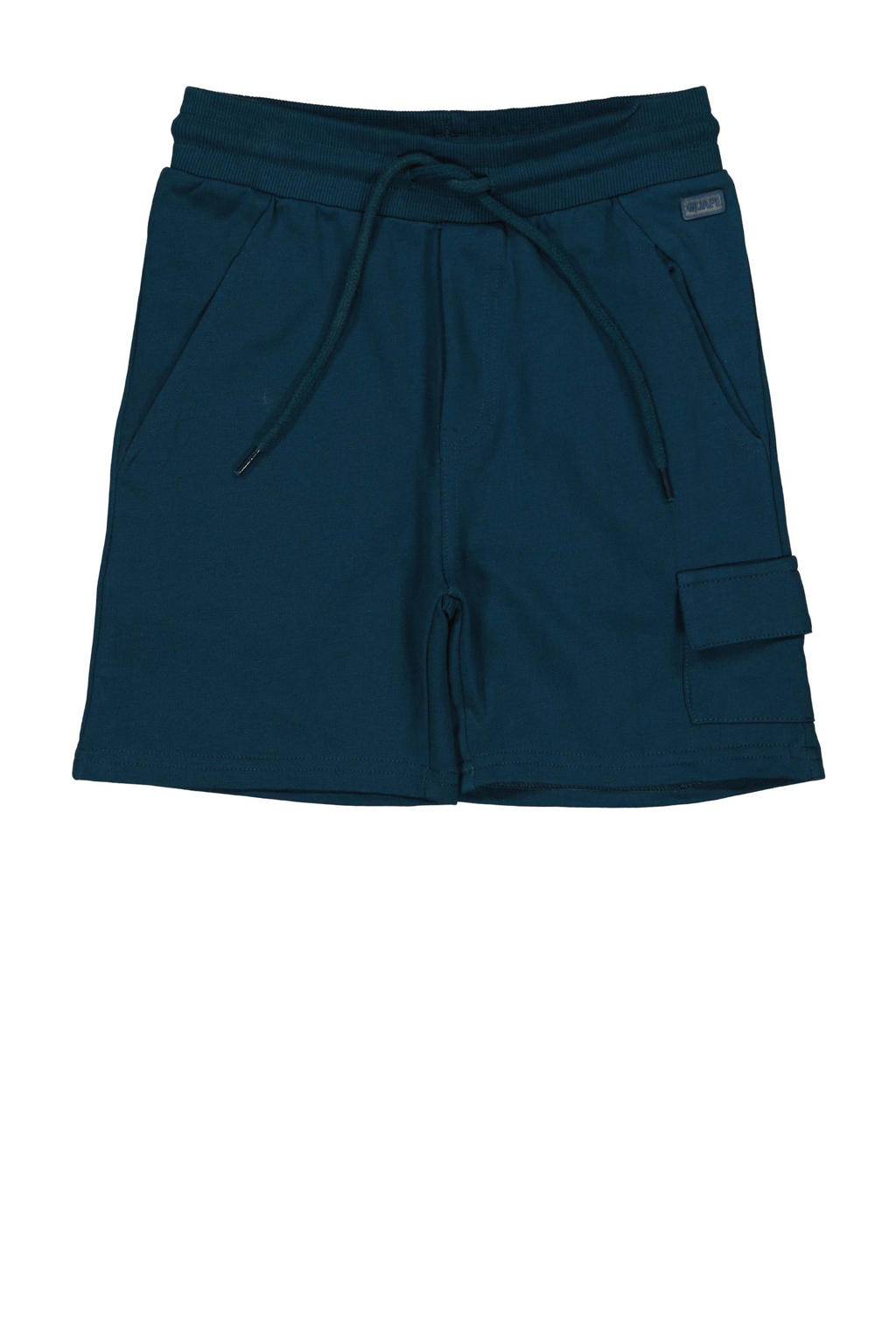 Donkerblauwe jongens Quapi regular sweatshort van katoen met elastische tailleband met koord en effen