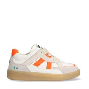 suède sneakers beige/oranje