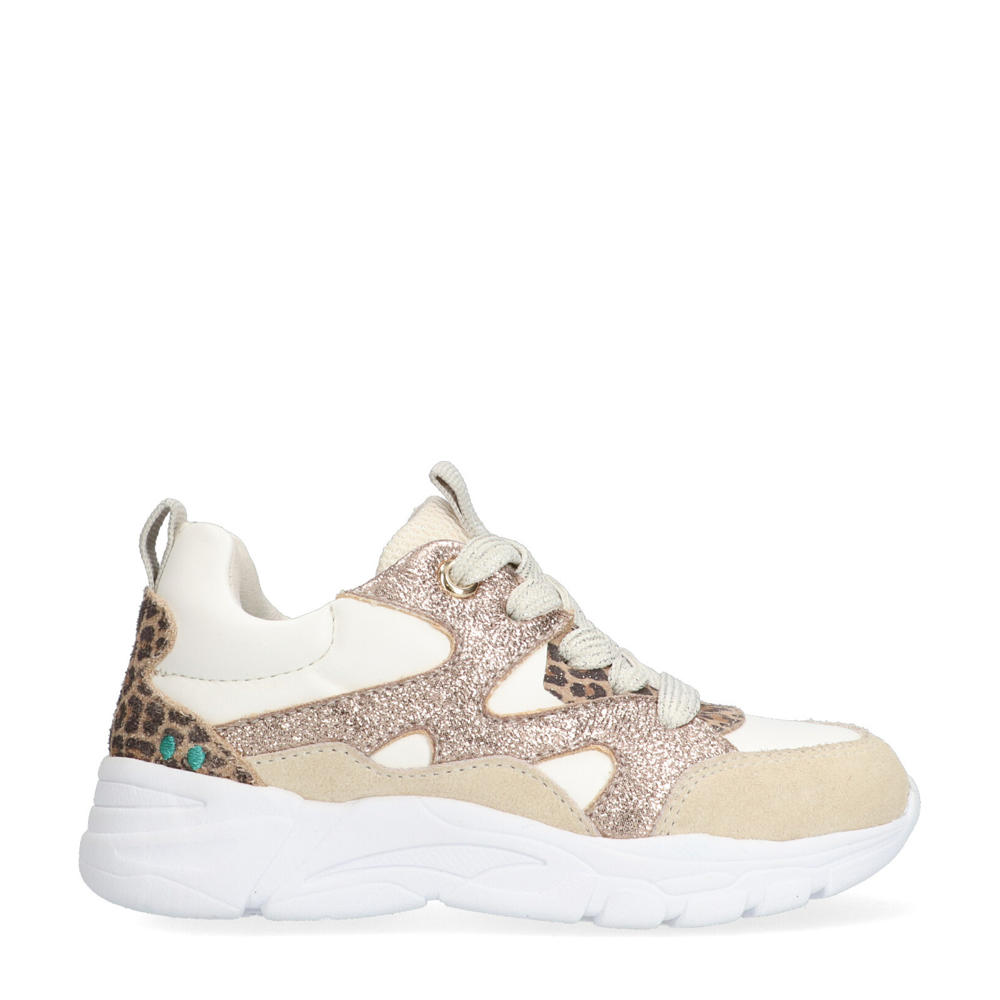 Beige meisjes BunniesJR Sanne Spring leren sneakers