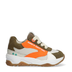 Ciske Chunky leren sneakers beige/oranje