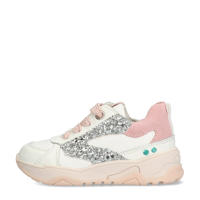 thumbnail: BunniesJR leren sneakers met glitters wit/roze