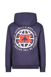thumbnail: Blauwe jongens Raizzed hoodie van sweat materiaal met backprint, lange mouwen, capuchon en geribde boorden
