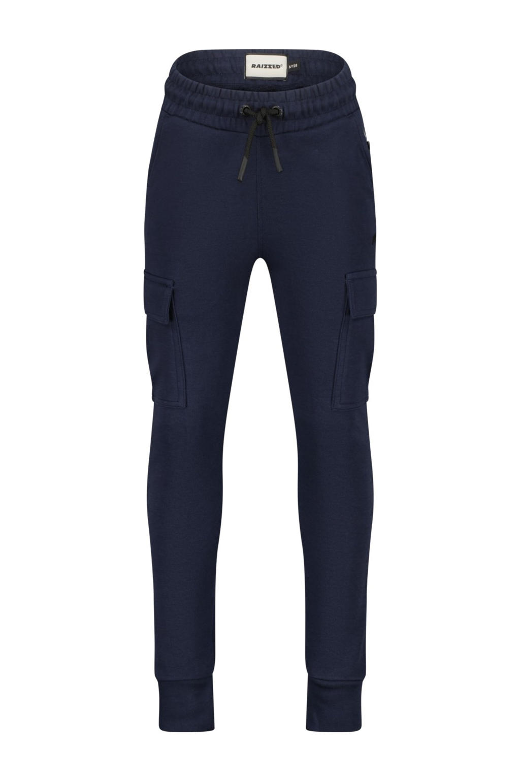 Donkerblauwe jongens Raizzed relaxed joggingbroek van sweat materiaal met regular waist, elastische tailleband met koord en effen