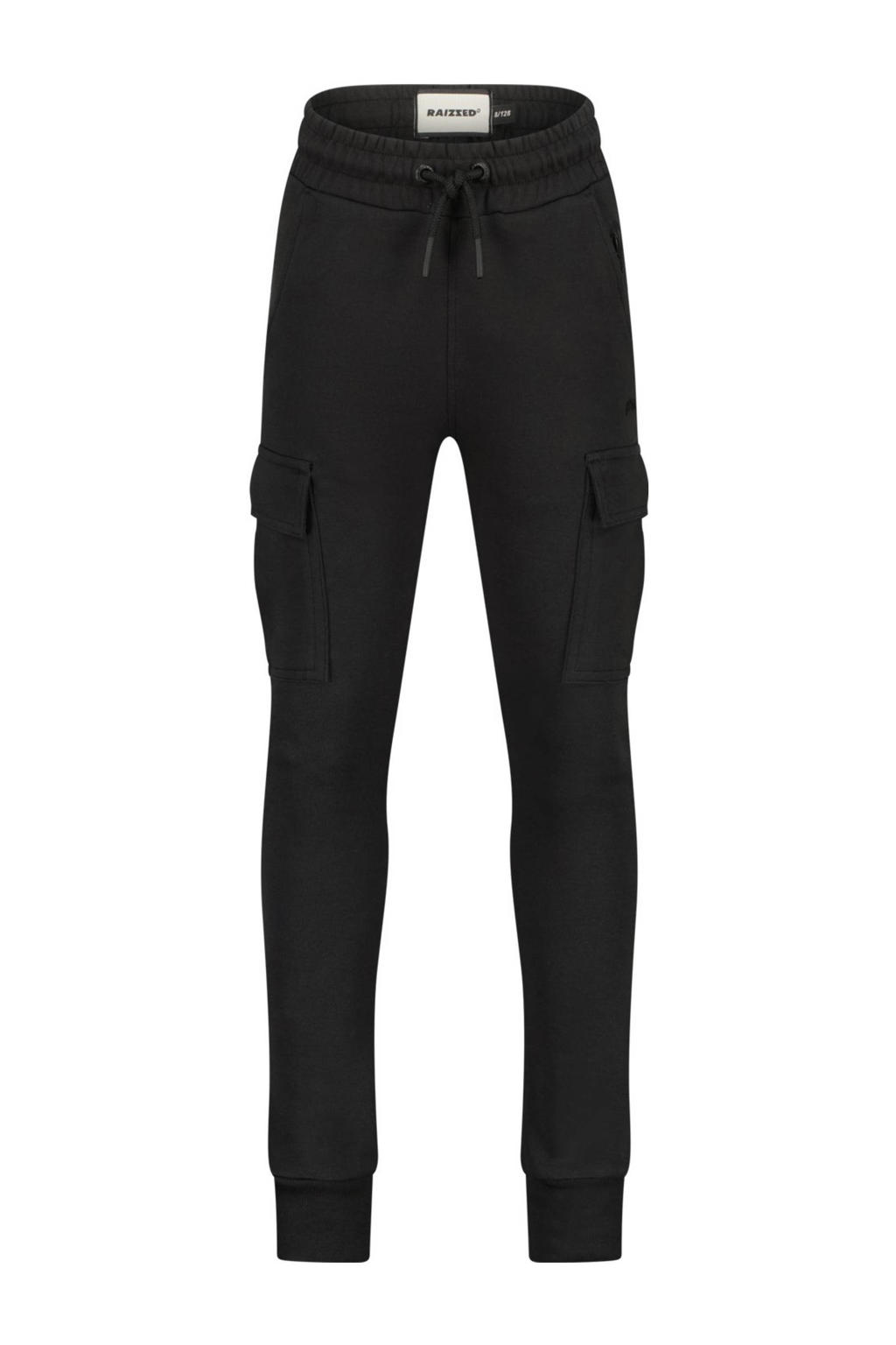 Zwarte jongens Raizzed relaxed joggingbroek van sweat materiaal met regular waist, elastische tailleband met koord en effen