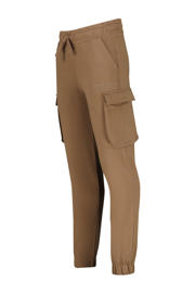 thumbnail: Bruine jongens Raizzed relaxed cargo broek van sweat materiaal met regular waist, elastische tailleband met koord en effen