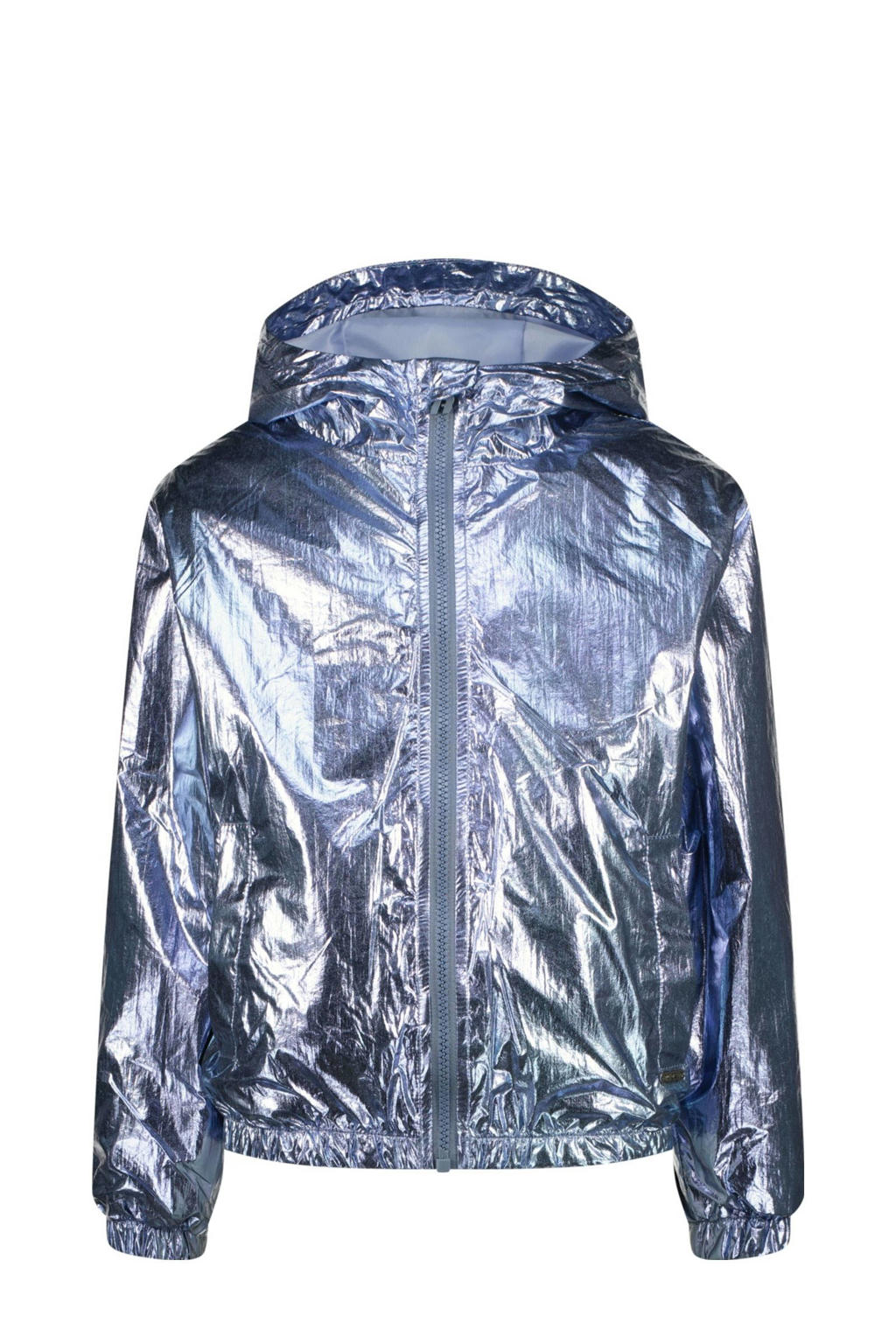 Blauwe meisjes Raizzed jack van polyester met effen, lange mouwen, capuchon en ritssluiting