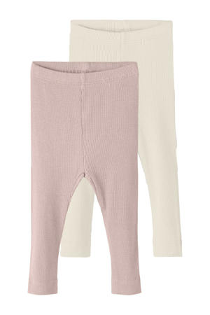 broek - set van 2 roze/beige
