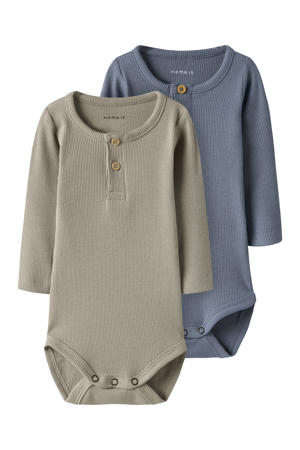 romper - lichtblauw/beige (set van 2)