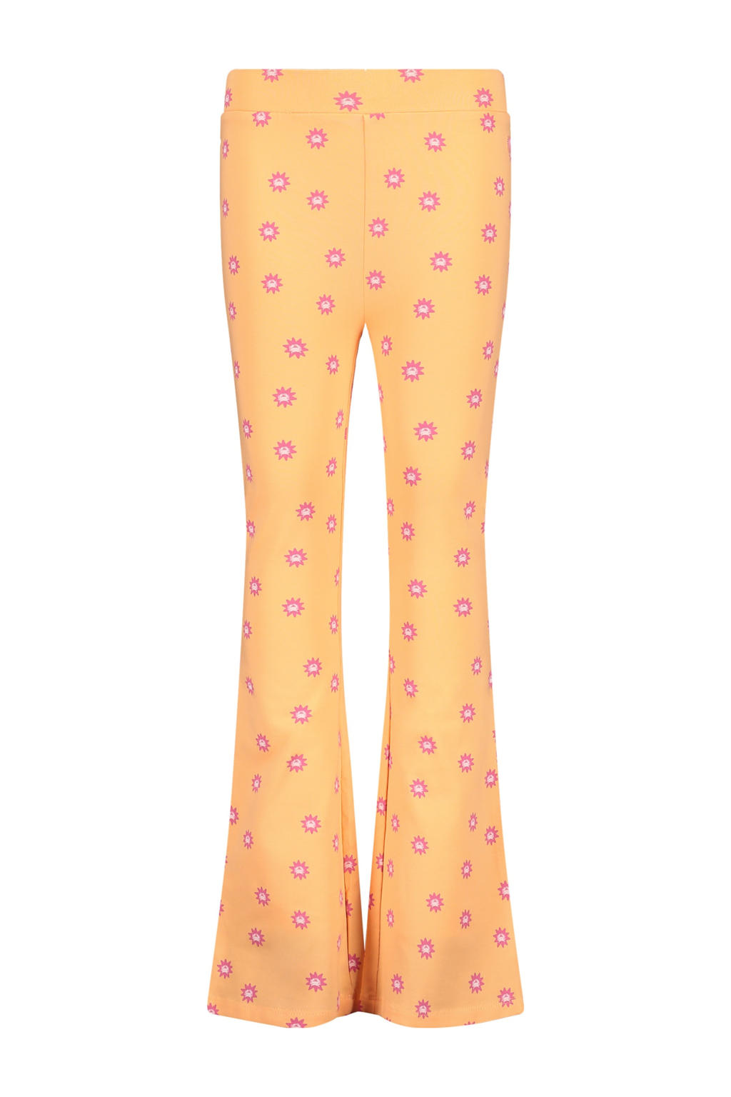 Oranje en roze meisjes Quapi regular flared broek van katoen met elastische tailleband