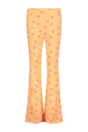 thumbnail: Oranje en roze meisjes Quapi regular flared broek van katoen met elastische tailleband