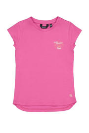 thumbnail: Roze, lichtroze en gele meisjes Quapi T-shirt van katoen met backprint, korte mouwen en ronde hals