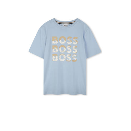 BOSS T-shirt blauw Jongens Katoen Ronde hals Tekst - maat 170 afbeelding