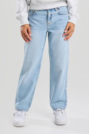 low waist loose fit jeans light blue denim
