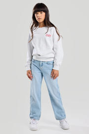 thumbnail: Light blue denim meisjes America Today low waist loose fit jeans van denim met rits- en knoopsluiting en effen