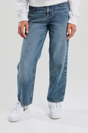 low waist loose fit jeans medium blue denim
